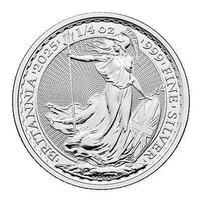 A picture of a 1/4 oz Silver Britannia Coin (2025)